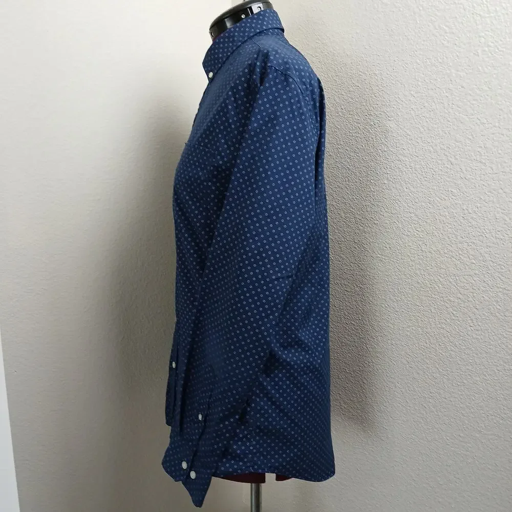 Banana Republic Slim Flex Fit Tech Stretch Cotton Shirt Mens L navy blue floral